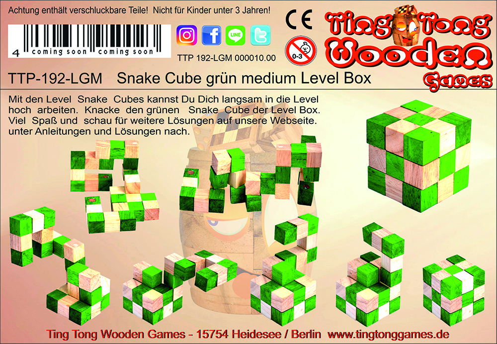 Download Lösung Snake Cube grün medium Schlangenwürfel aus der Snake Cube Level Box