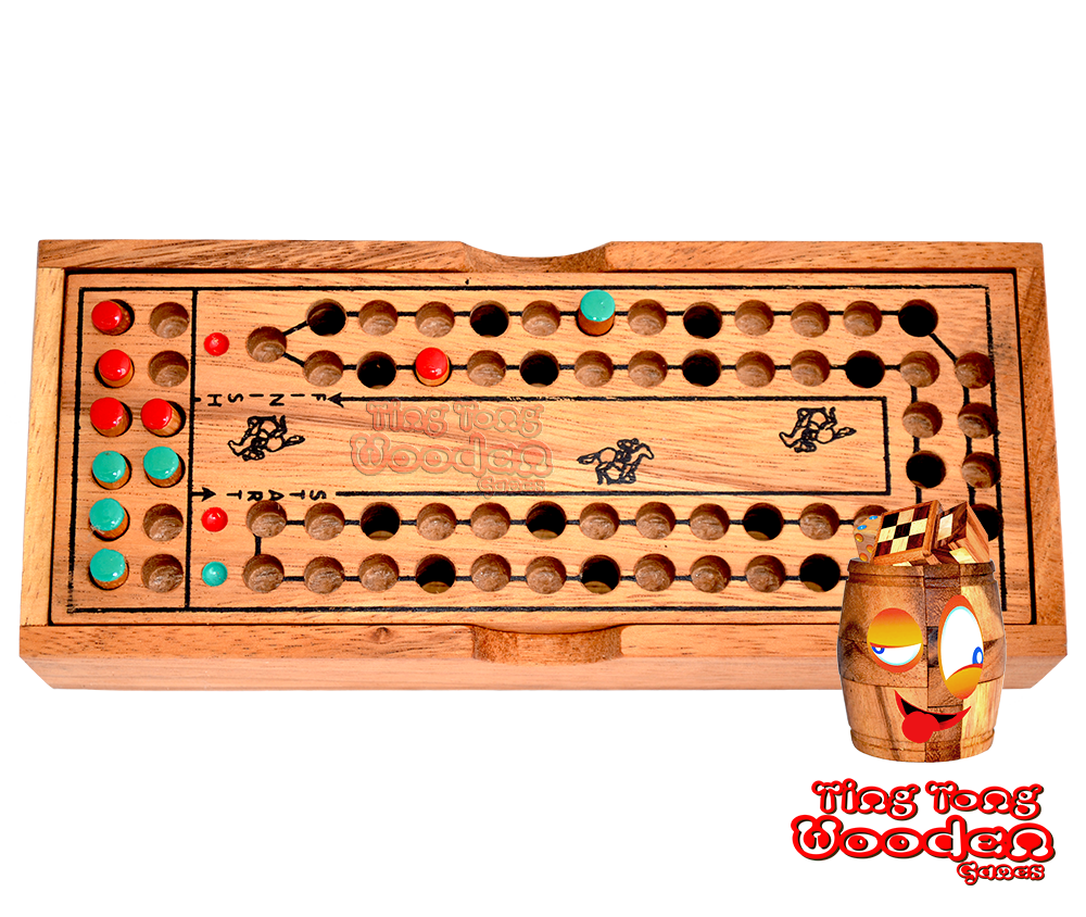 Horse racing wooden game with dice for 2 people travel game dice game or children