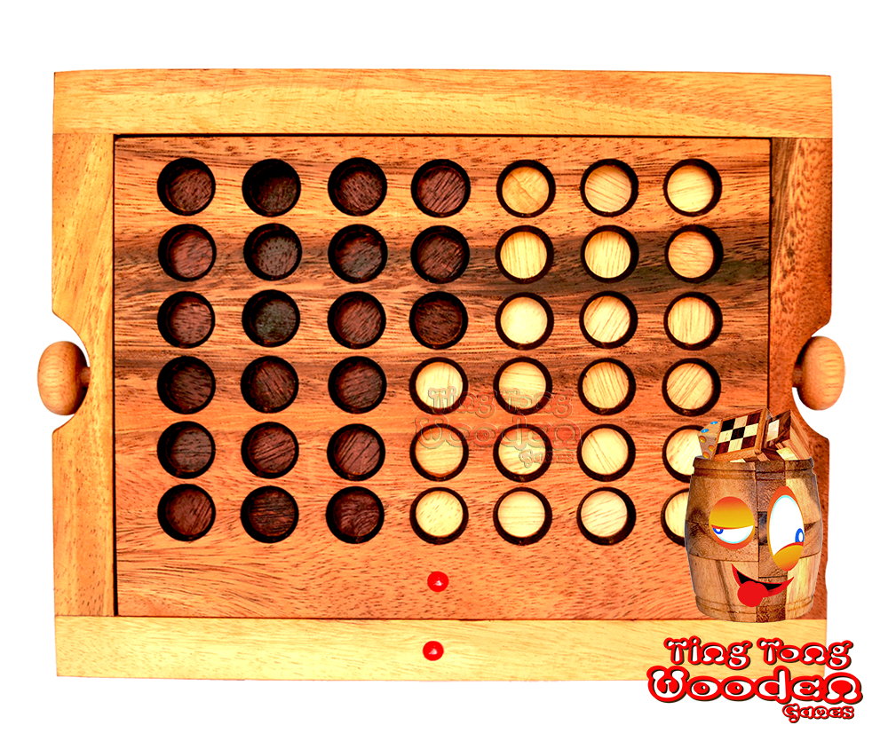 Vier in einer Reihe Ting Tong Holzspiele Strategiespiel Connect Four mit Chips aus Holz