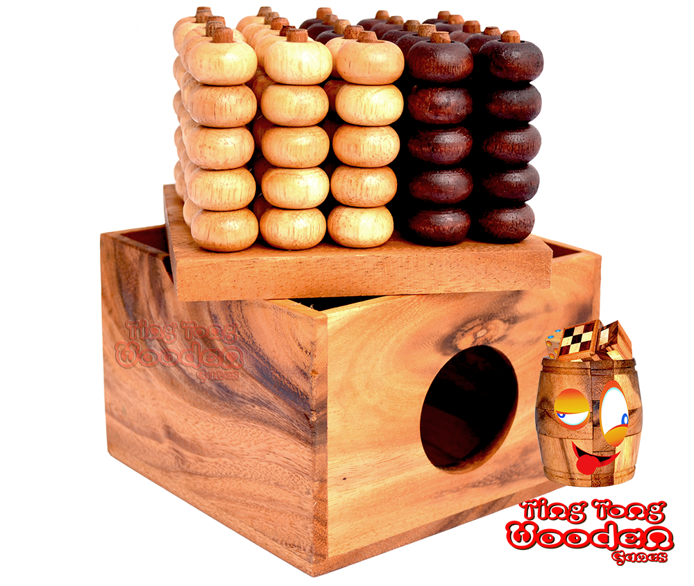 Vier in einer Reihe Ting Tong Holzspiele Strategiespiel Connect Four mit Chips aus Holz