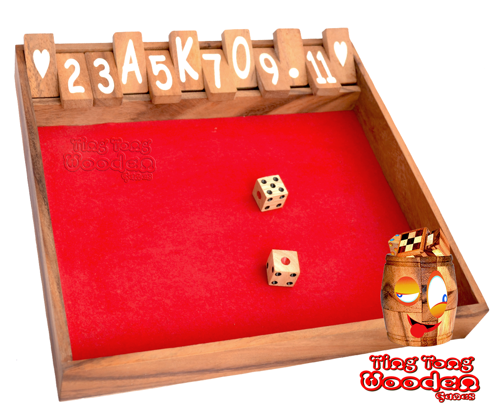 Shut the Box 12 flap game Children's arithmetic game with dice and lots of fun