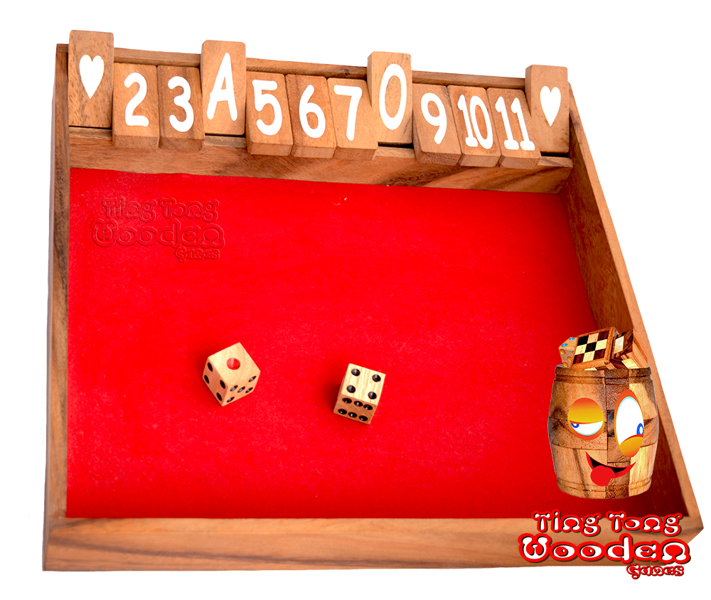Shut the Box clapboard dice game for children or drinking game with friends