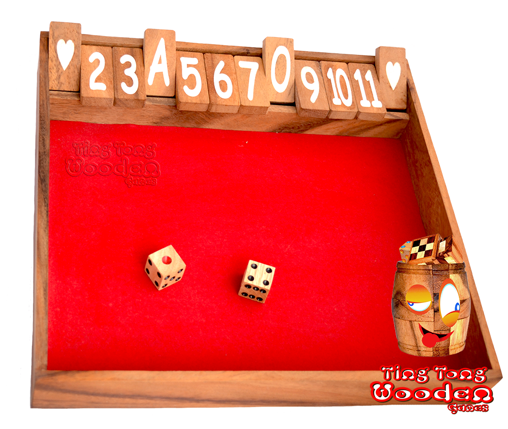 Shut the Box 12 Klappenspiel Kinder Rechen Spiel mit Würfeln und viel Spass