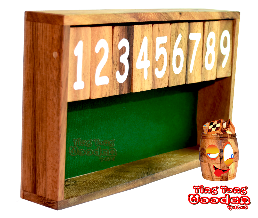 Shut the Box Klappenspiel Würfelspiel für Kinder oder Trinkspiel mit Freunden