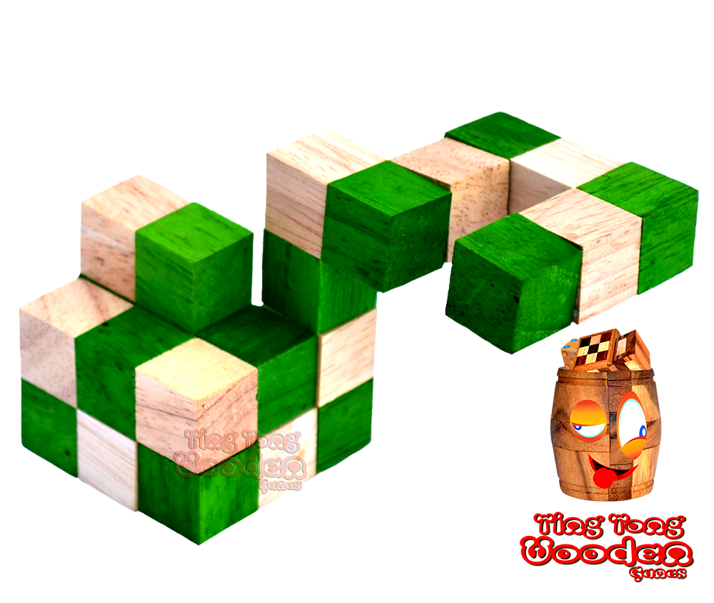 Instructions Solution Snake Cube Puzzle Boîte de niveau verte Puzzle en bois Ting Tong