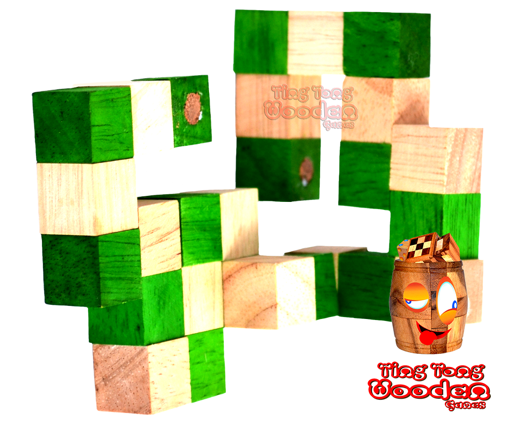 Soluzione Snake Cube Green, Snake Cube Level Box Istruzioni Puzzle Cube Snake in legno