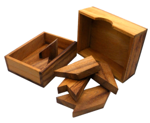 H Puzzle Box Buchstaben Holzpuzzle Wooden Game Tangram mit 6 Holzteilen in den Maßen 7,6 x 11,8 x 2,0 cm, samanea brain teaser
