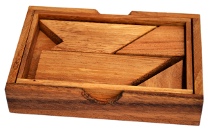 K Puzzle Box Buchstaben K Holzpuzzle Wooden Game Tangram mit 5 Holzteilen in den Maßen 7,6 x 11,8 x 2,0 cm, samanea brain teaser
