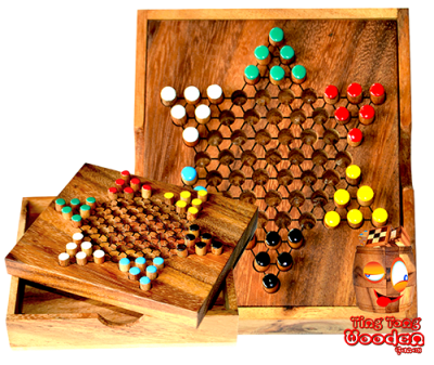 Sternhalma small 6 Spieler, chinese checker in der Samanea Holzbox Strategie Spiel für die Reise 