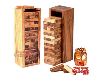Wobbly XS Tower Game Wackelturm ein Spielspass aus Holz für die ganze Familie in den Maßen 16,3 x 6,3 x 5,3 cm,  mini tower samanea wooden game