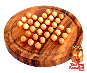 Solitaire rundes Spielbrett oder Steckhalama Box das beliebteste Strategie Spiel für 1 Spieler aus Holz in der samanea Holz