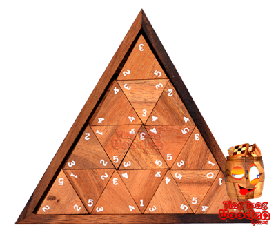 Triomino Triangle das Dreiecks Domino mit Zahlen spielen und rechnen lernen mit Kindern ...schön aufgepasst jetzt müssen immer 2 zahlen pro Seite zueinander passen.