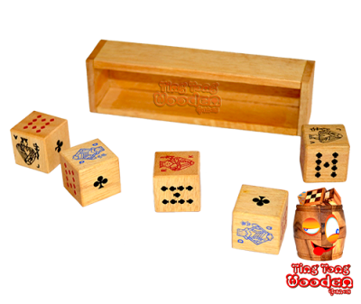 Würfelpoker ein Spiel für 2 oder mehr Spieler aus Monkey Pod Holz mit den Maßen 3,0 x 11,0 x 2,3 cm
