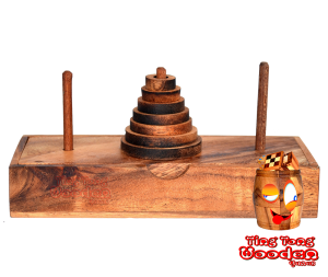 Turm von Hanoi mit 7 runden Scheiben Logikspiel in einer Holzbox Pagoda wooden puzzle