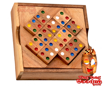 Colour Match Box large das Farbpuzzle Dominotriangle mit farbigen Punkten