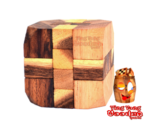 Diamond Cube medium 3D Puzzle Holz Knobelaufgabe, Holzpuzzle in den Maßen 6,0 x 6,0 x 6,0 cm, samanea wooden puzzle
