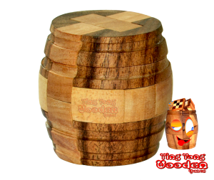 Diamond Barrel 3D Fasspuzzle Knobelspiel in den Maßen 5,8 x 5,8 x 7,0 cm, samanea wooden puzzle ting tong