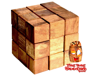 Fancy Snake Cube Schlangenwürfel medium 3D Puzzle Würfelschlange in den Maßen 6,0 x 6,0 x 6,0 cm, samanea wooden puzzle ting tong