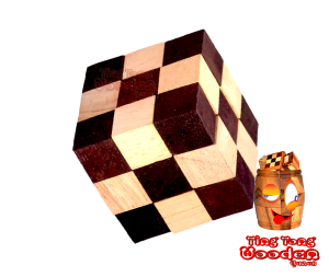 Snake Cube Schlangenwürfel 3D Puzzle Würfelschöange in den Maßen 4,5 x 4,5 x 4,5 cm, ting tong wooden puzzle brain teaser