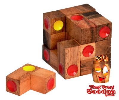 Würfelpuzzle Box small 3D Ting Tong Holzpuzzle Knobelaufgabe in den Maßen 5,7 x 5,7 x 5,5 cm, wooden puzzle brain teaser