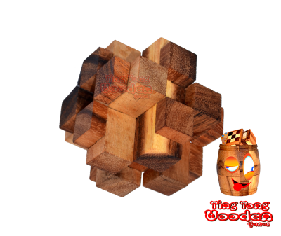 Pen Up small 3D Brick Holzpuzzle Teufelsknoten mit 12 Teilen in den Maßen 5,8 x 5,8 x 5,8 cm ting tong monkey pod brain teaser