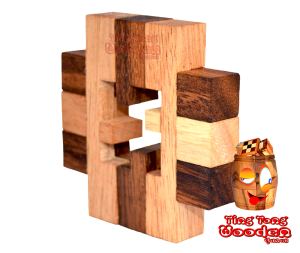 Cube Caro 3D Interlock Holzpuzzle Fonzo Ting Tong Knobelspiel in den Maßen 7,5 x 7,5 x 7,5 cm Samanea wooden IQ Test
