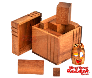Cube Block Box 3D Holzpuzzle Ting Tong Knobelspiel mit Holzblöcken in den Maßen 7,3 x 7,0 x 7,8 cm, monkey pod iq test