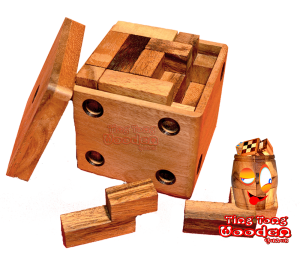Packing Box Z Holzpuzzle 3D Pentominoe mit 25 Teilen in den Maßen 8,8 x 8,8 x 8,8 cm, samanea wood brain teaser