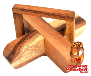 Kreuz und Ring geschicklichkeits Puzzle Brain Teaser Cross Out in den Maßen 8,2 x 14,4 x 3,5 cm, monkey pod puzzle