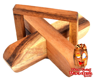 Kreuz und Ring geschicklichkeits Puzzle Brain Teaser Cross Out in den Maßen 8,2 x 14,4 x 3,5 cm, monkey pod puzzle