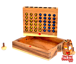 Vier in einer Reihe Strategiespiel Holzbox für 2 Spieler Holzspiel 4 Gewinnt oder Connetc Four