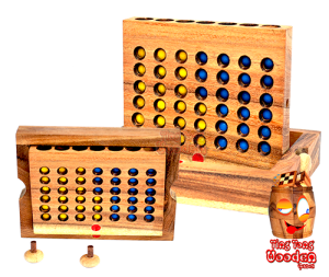 Vier in einer Reihe Strategiespiel Holzbox mit Kugeln für 2 Spieler 4 Gewinnt oder Connetc Four Holzspiel