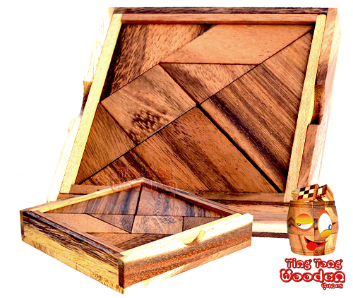 Tangram puzzle con carte modello un puzzle in legno per bambini e adulti come un puzzle 2D in una scatola di legno