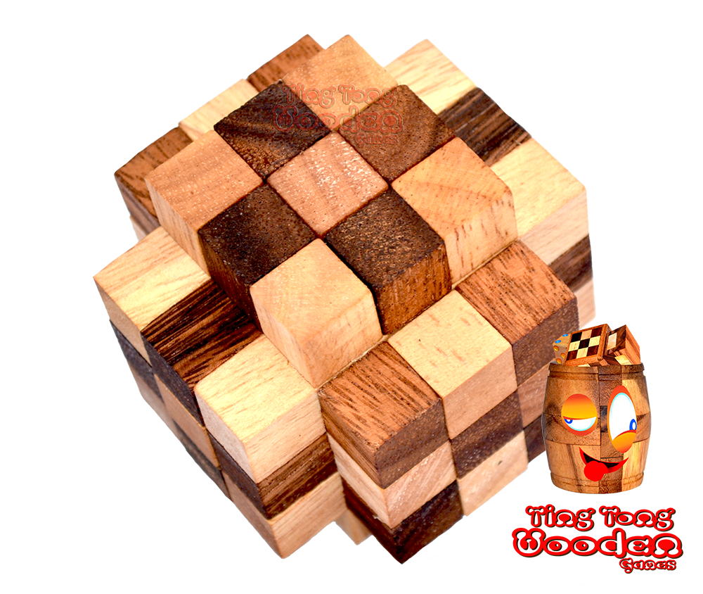 Interlock Puzzle Cube Karo the Fonzo cube with many parts IQ Test made of wood Ting Tong wooden games wholesale